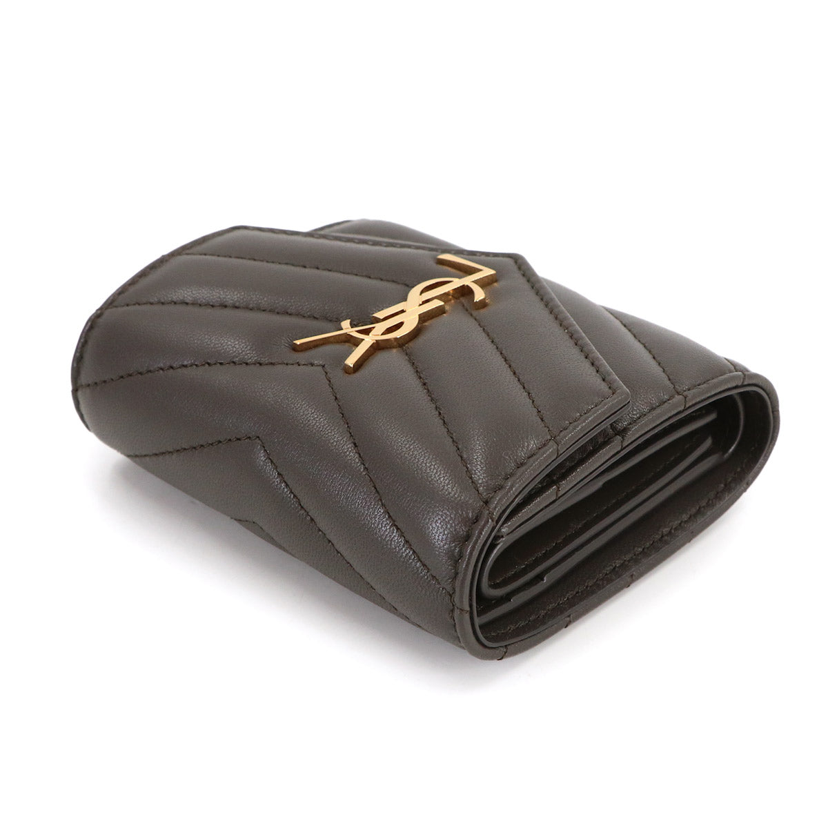 Cassandra Wallet Leather Gray 692061 Compact Purse