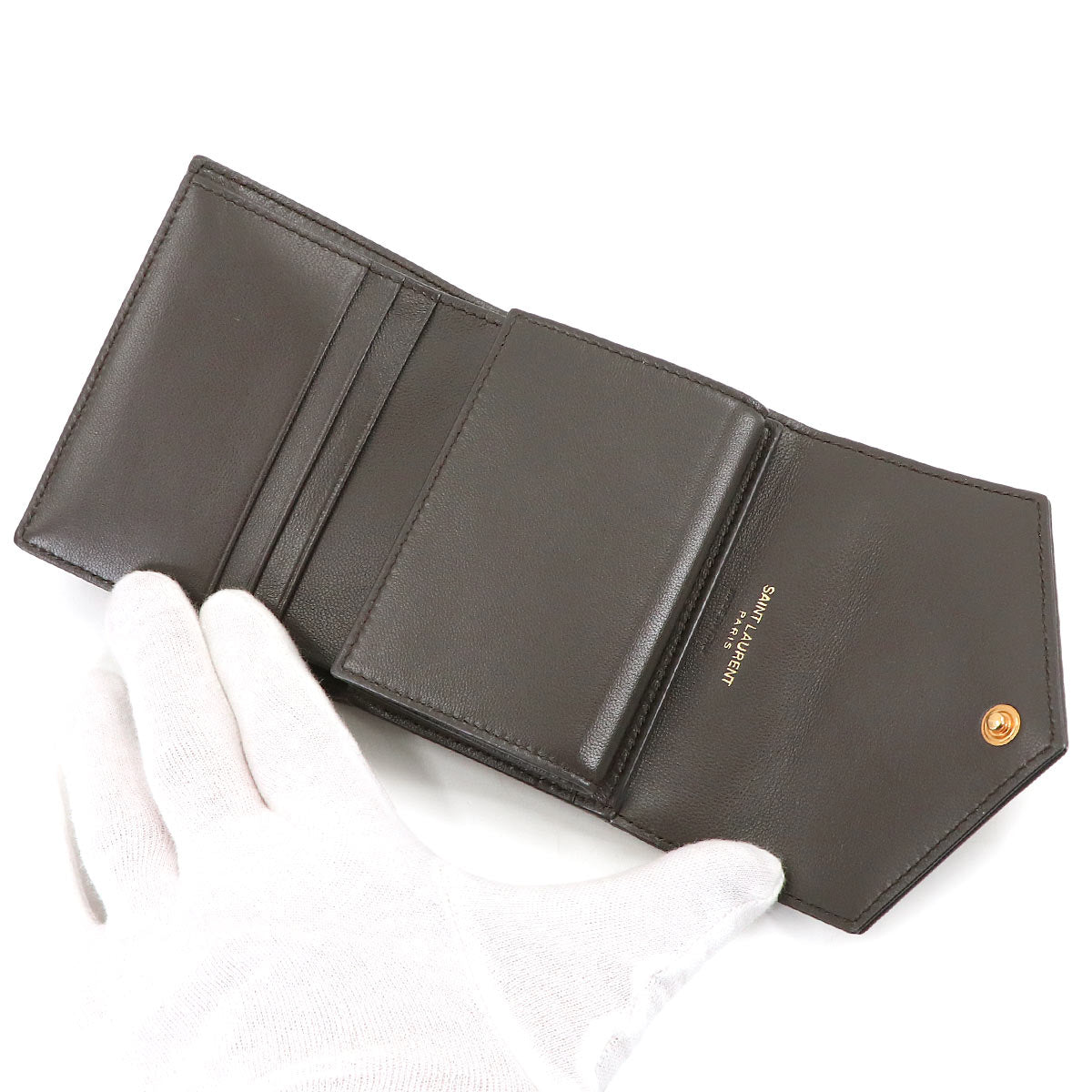 Cassandra Wallet Leather Gray 692061 Compact Purse