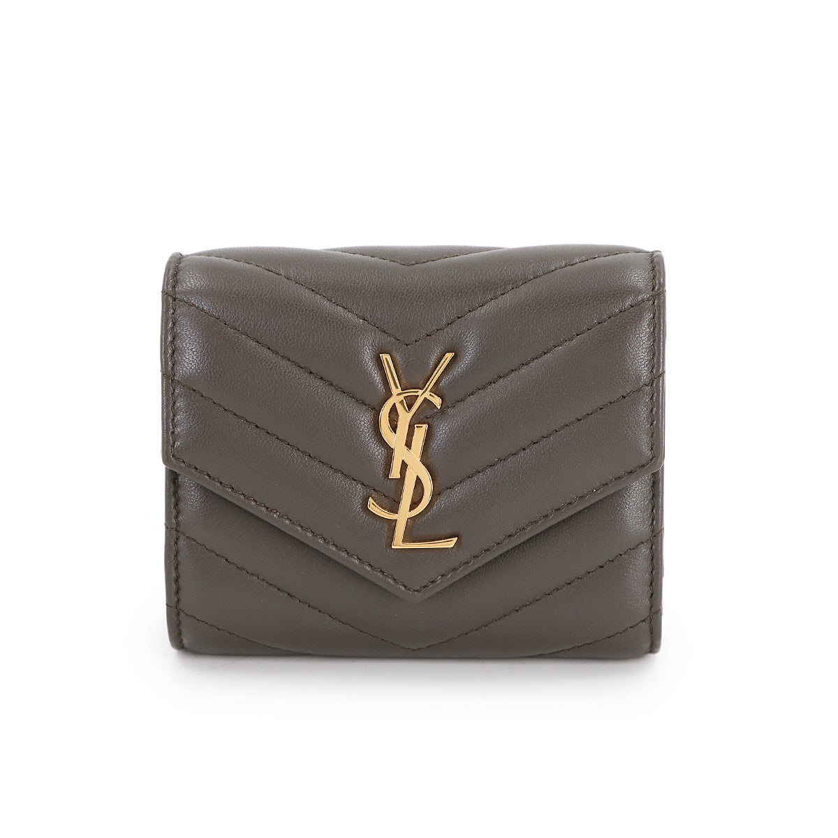 Cassandra Wallet Leather Gray 692061 Compact Purse