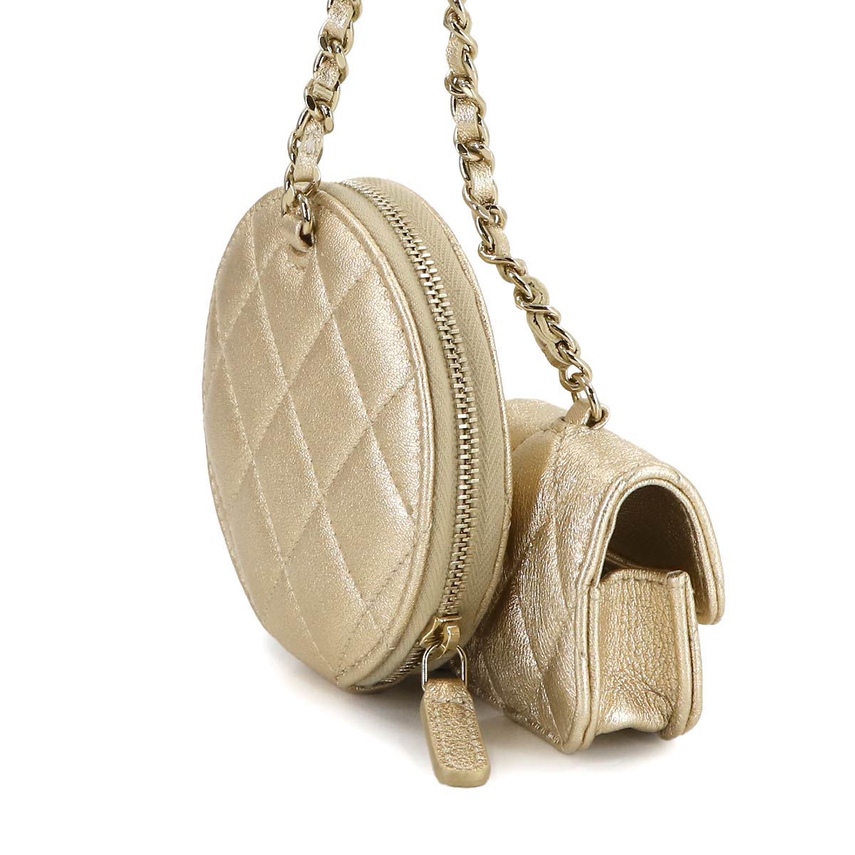 Matelasse Coin Purse AirPods Pro Case Leather Gold