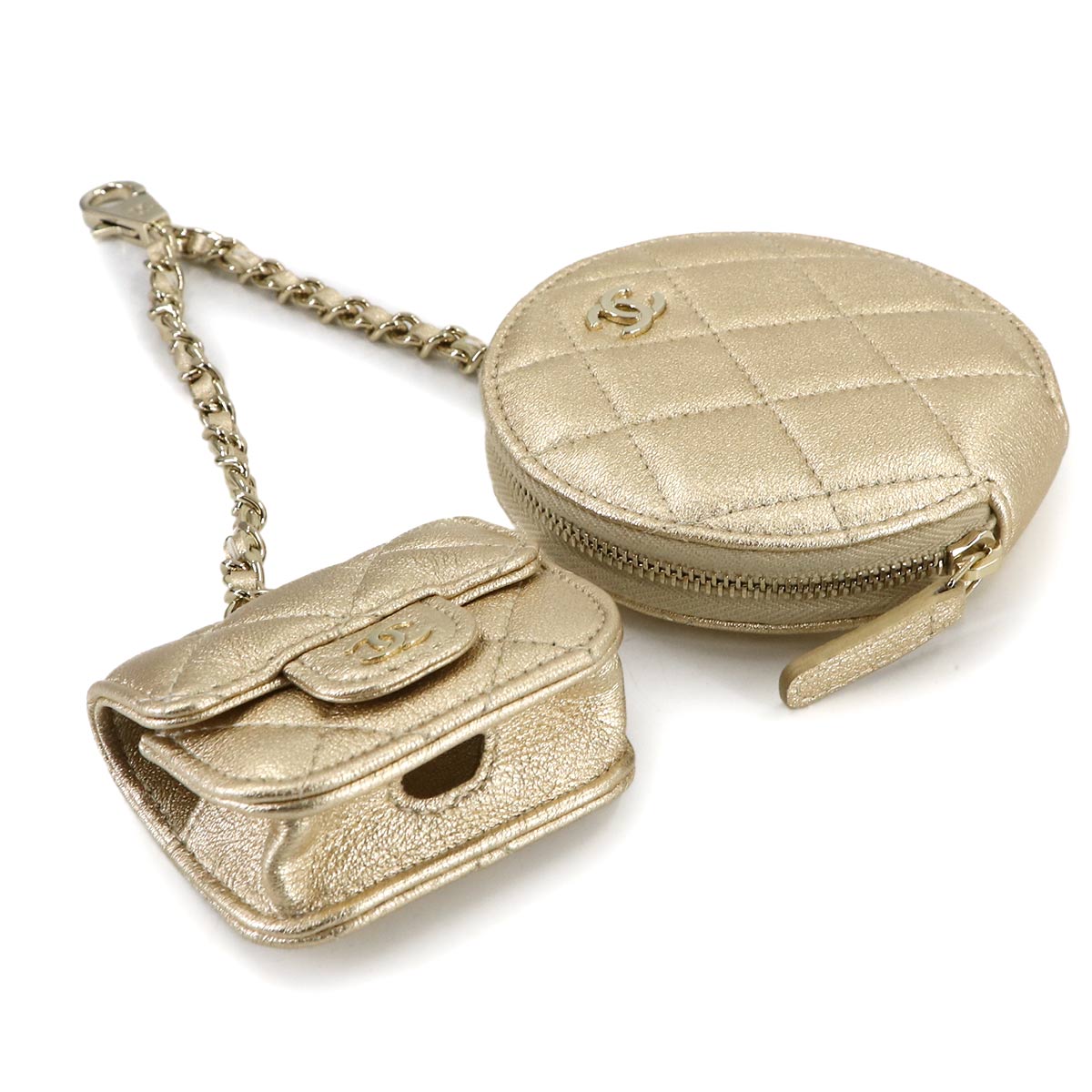 Matelasse Coin Purse AirPods Pro Case Leather Gold
