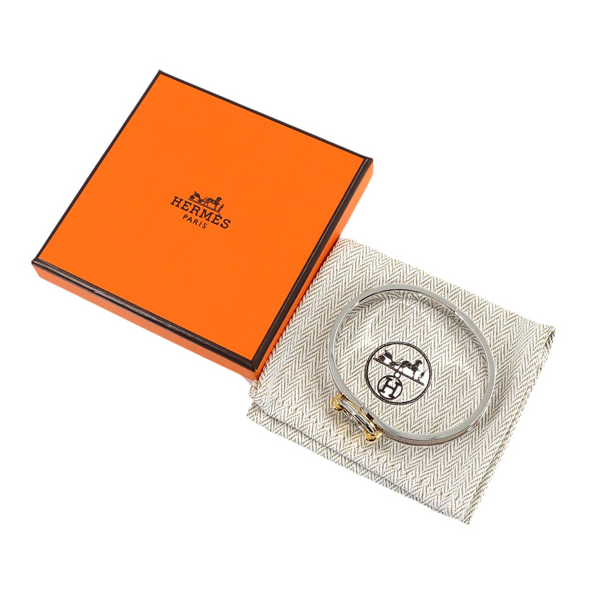 Mini Clic Chaine d'Ancre Bangle Bracelet Marron Glace Silver