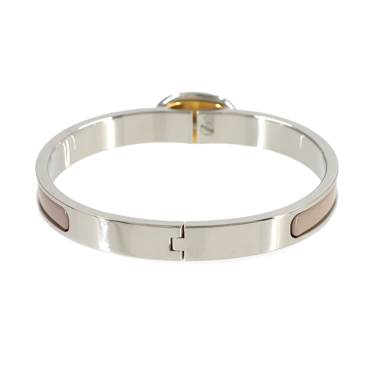 Mini Clic Chaine d'Ancre Bangle Bracelet Marron Glace Silver