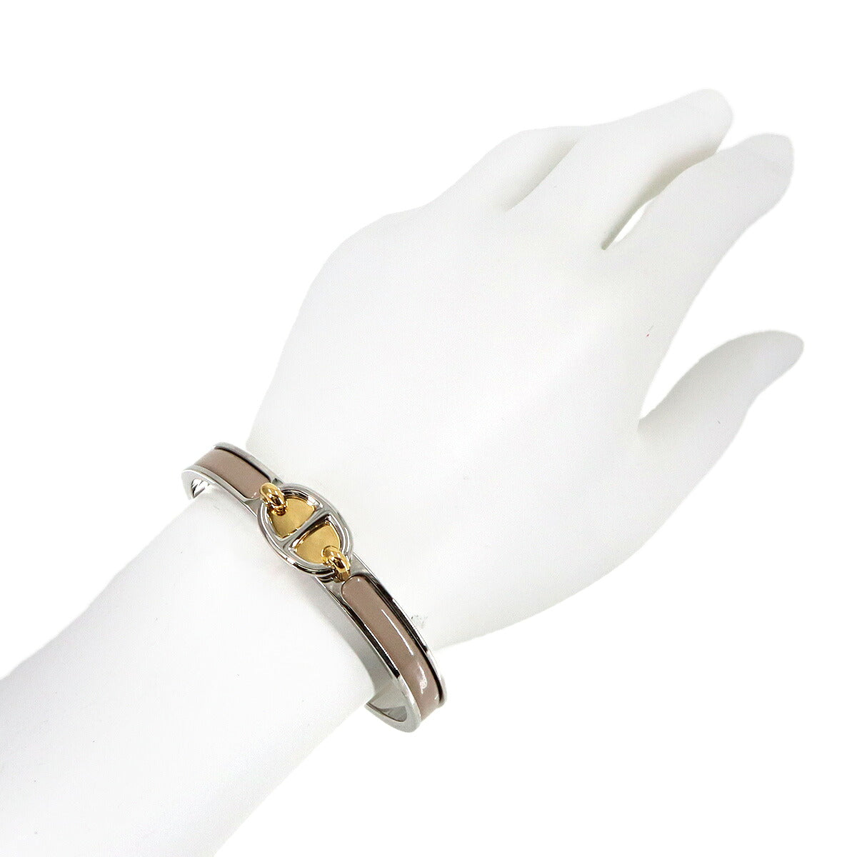Mini Clic Chaine d'Ancre Bangle Bracelet Marron Glace Silver