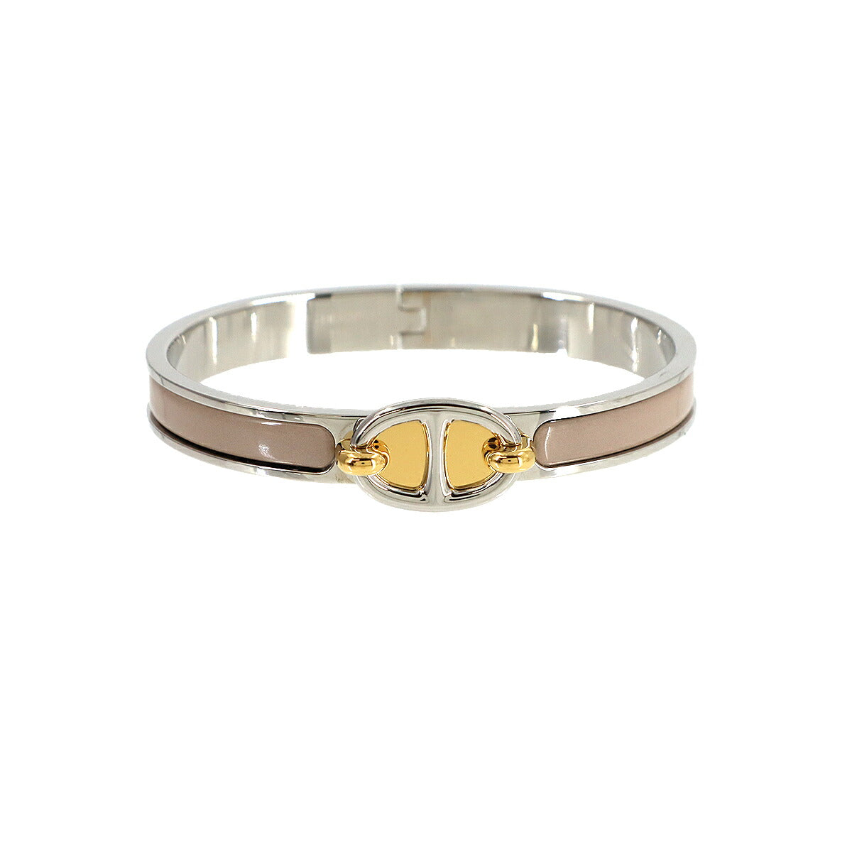 Mini Clic Chaine d'Ancre Bangle Bracelet Marron Glace Silver