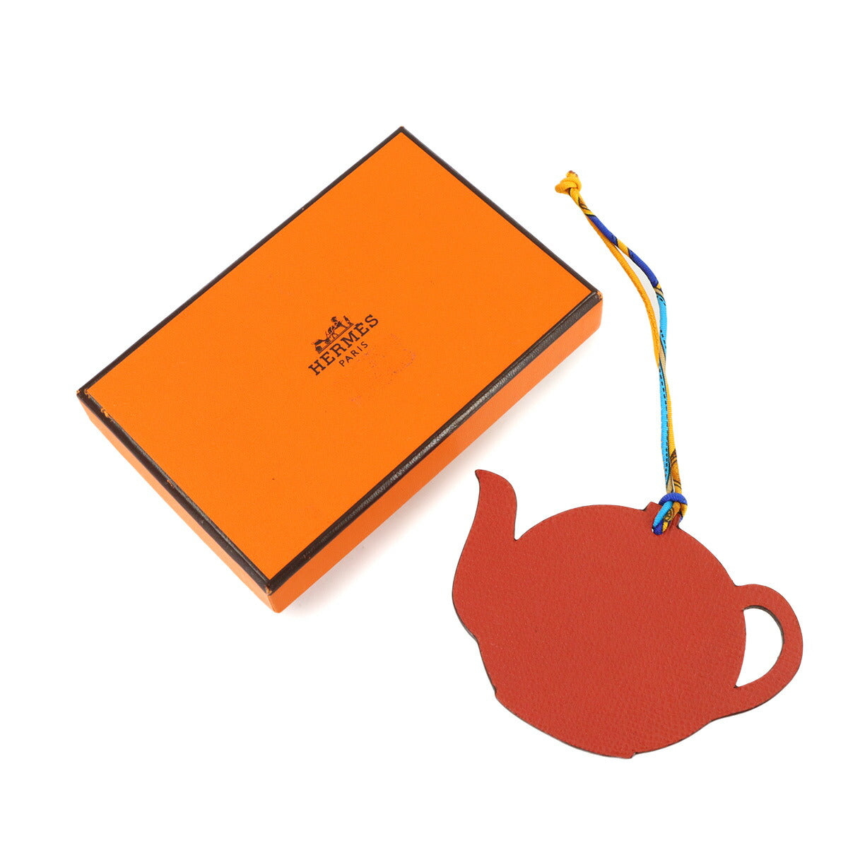 Petit H Teapot Bag Charm Epsom Togo Brique Black