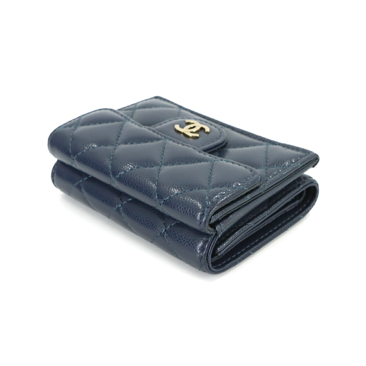 Matelasse Compact Wallet Leather Navy AP0230 Purse