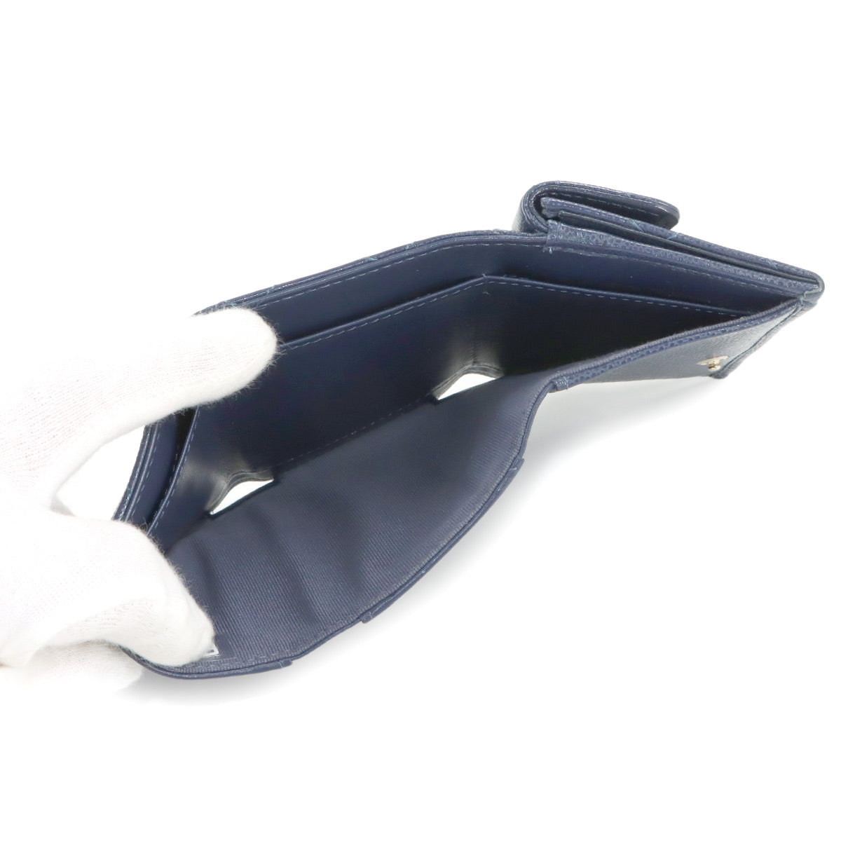 Matelasse Compact Wallet Leather Navy AP0230 Purse