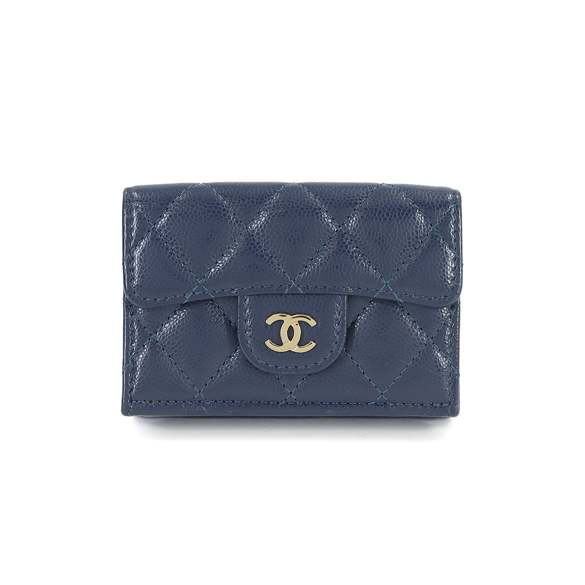 Matelasse Compact Wallet Leather Navy AP0230 Purse