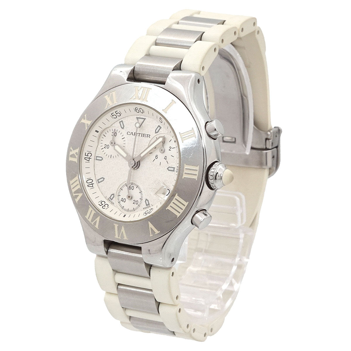 Must 21 Chronoscaph W10184U2 Date Quartz White Dial Mens