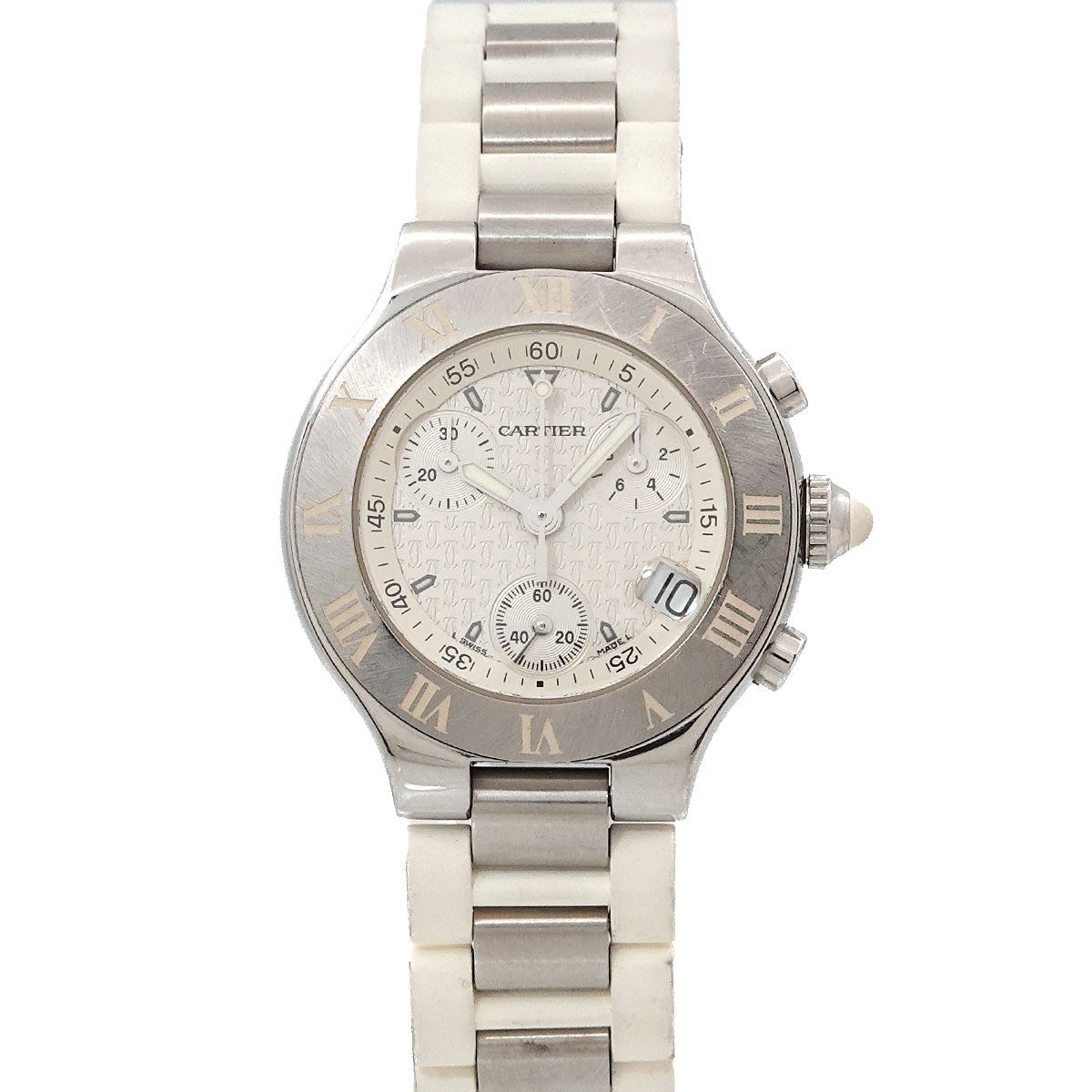 Must 21 Chronoscaph W10197U2 Quartz White Dial Ladies Watch