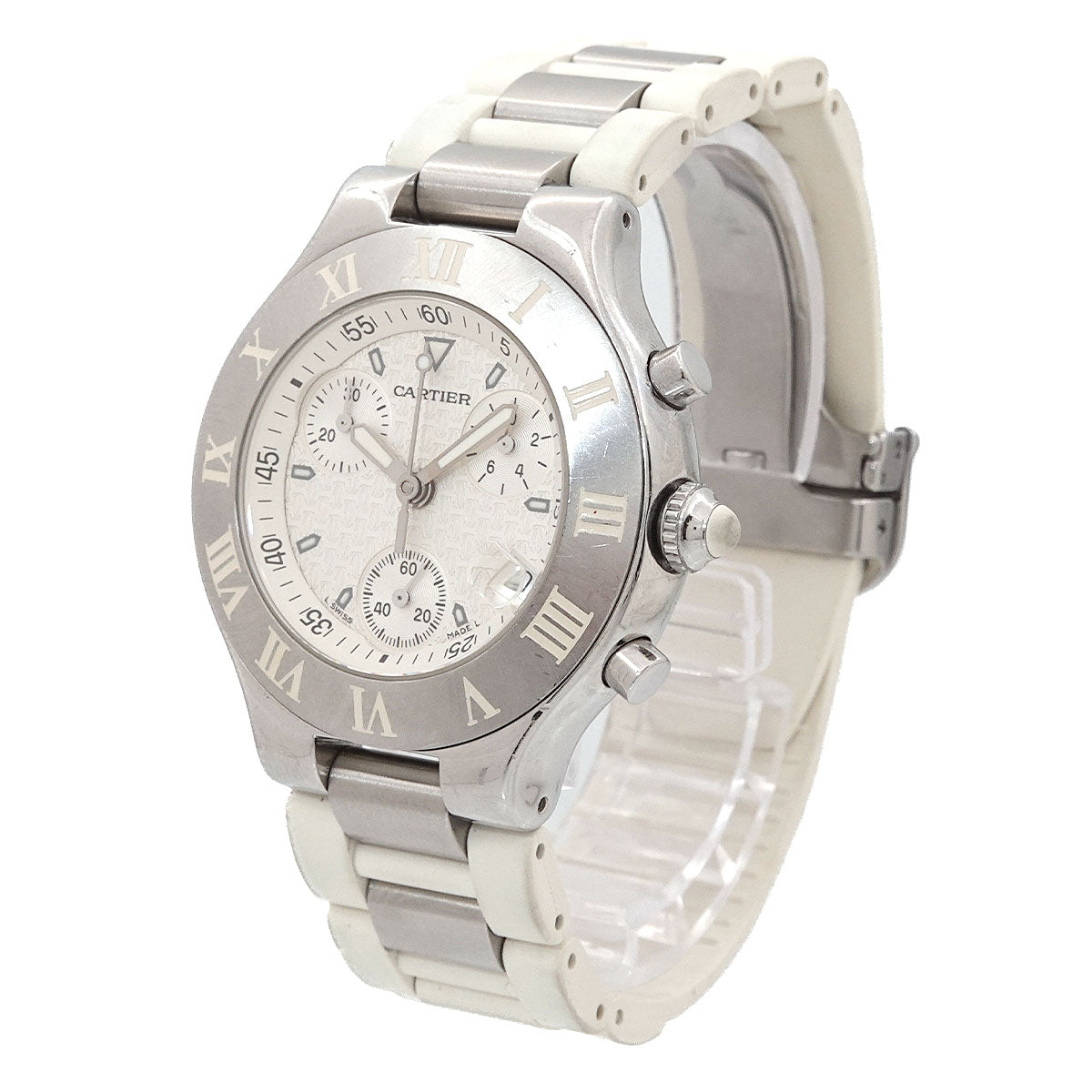Must 21 Chronoscaph W10184U2 Date Quartz White Dial Mens