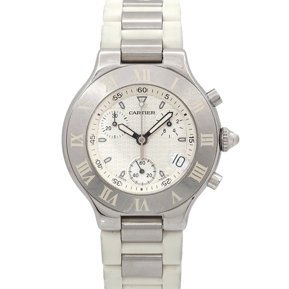 Must 21 Chronoscaph W10184U2 Date Quartz White Dial Mens
