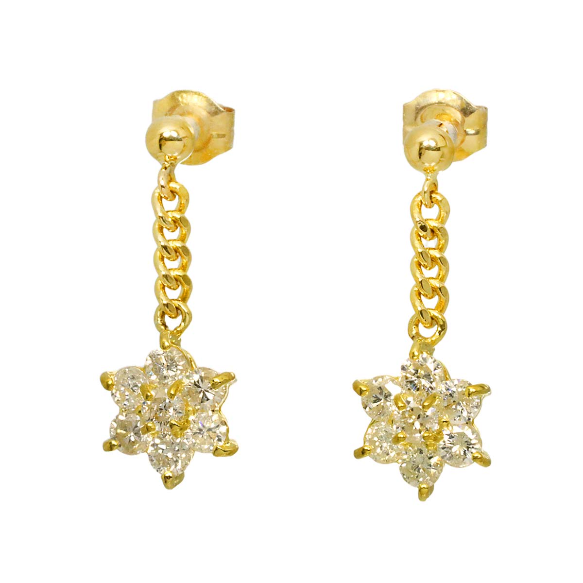 Diamond 0.31ct/0.31ct Earrings Pierced 18K YG Yellow Gold 750