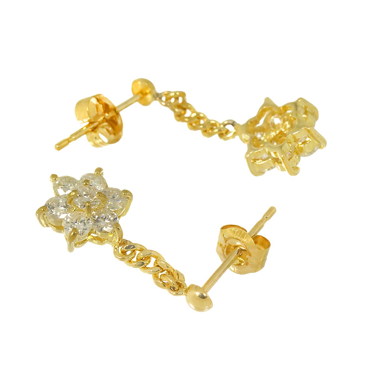 Diamond 0.31ct/0.31ct Earrings Pierced 18K YG Yellow Gold 750