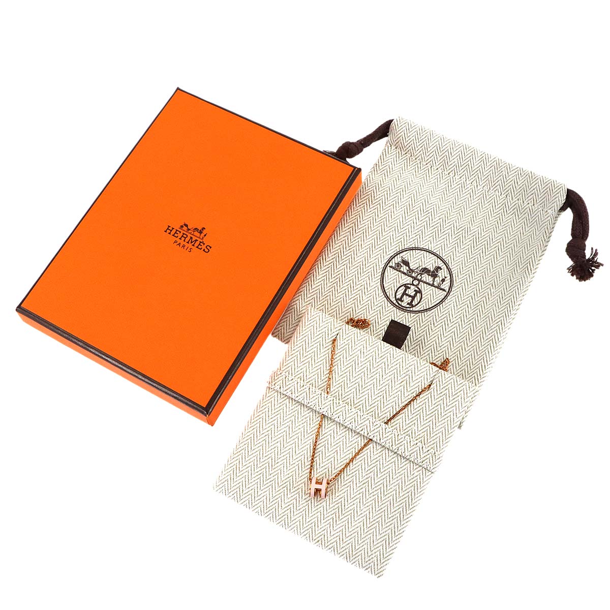 Mini Pop H Chain Necklace Rose dragee Pink gold Accessory