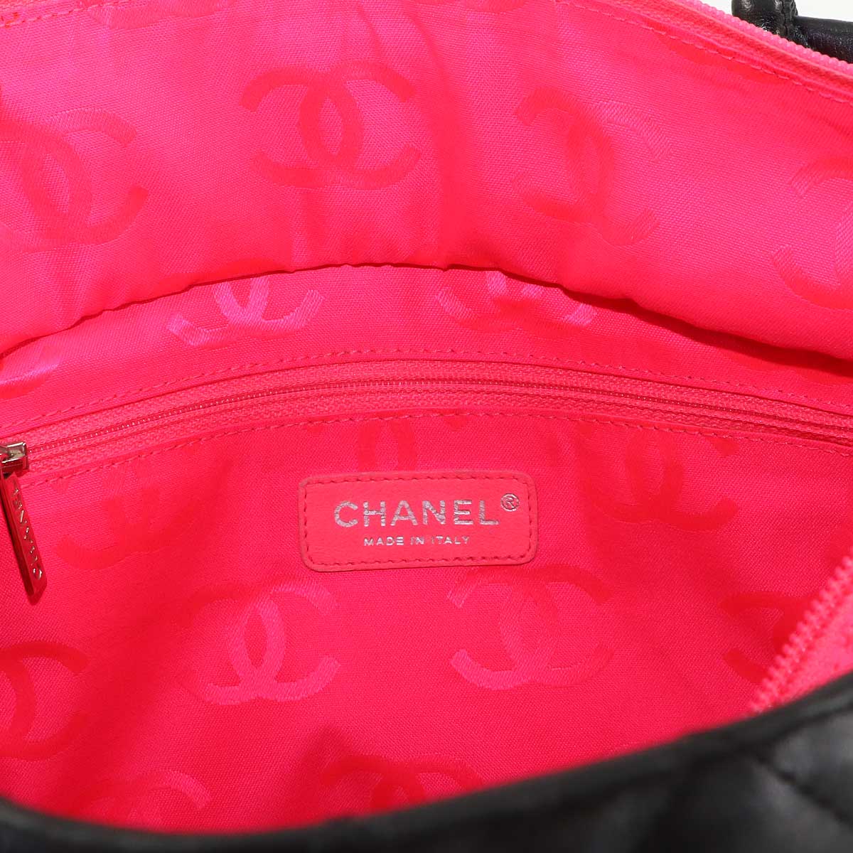 Cambon Line Large Tote Bag Leather Black A25169 Purse