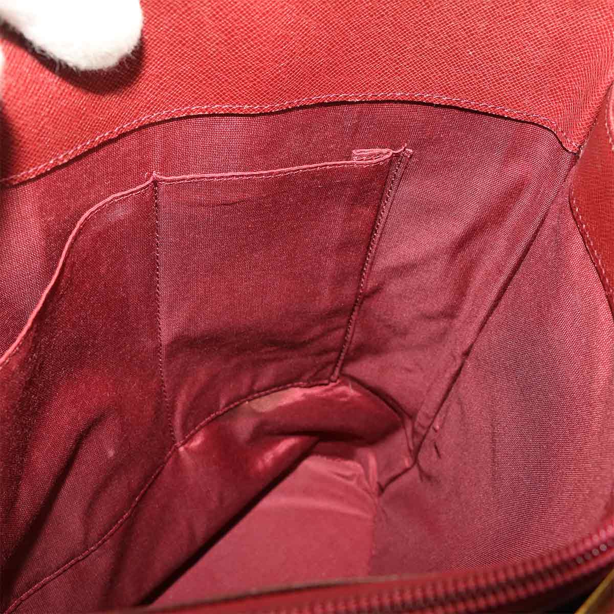 Plaid Tote Bag Canvas Leather Beige Bordeaux Purse