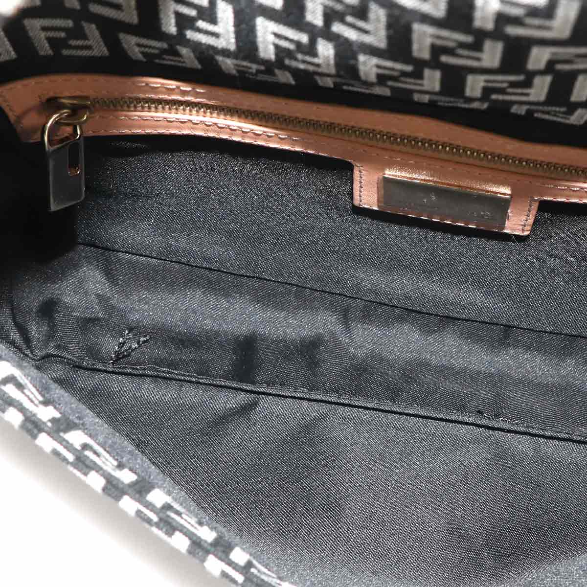 FENDI Zucchino Mamma Baguette Shoulder Bag Canvas Leather Black 8BR000