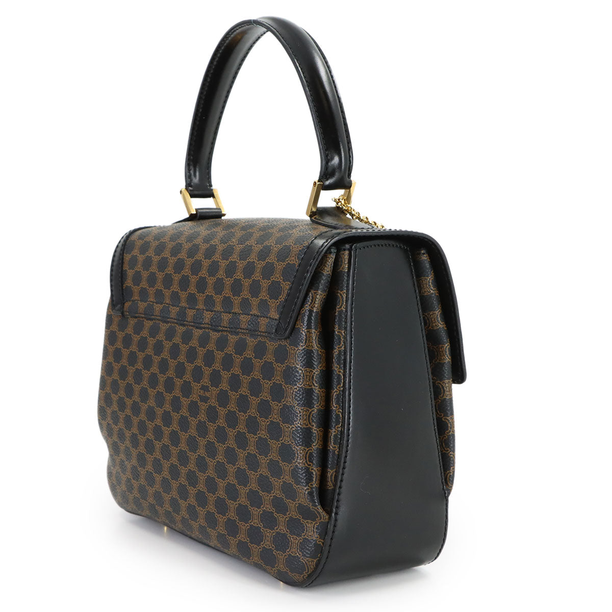 Macadam Hand Shoulder Bag PVC Leather Black Brown Vintage