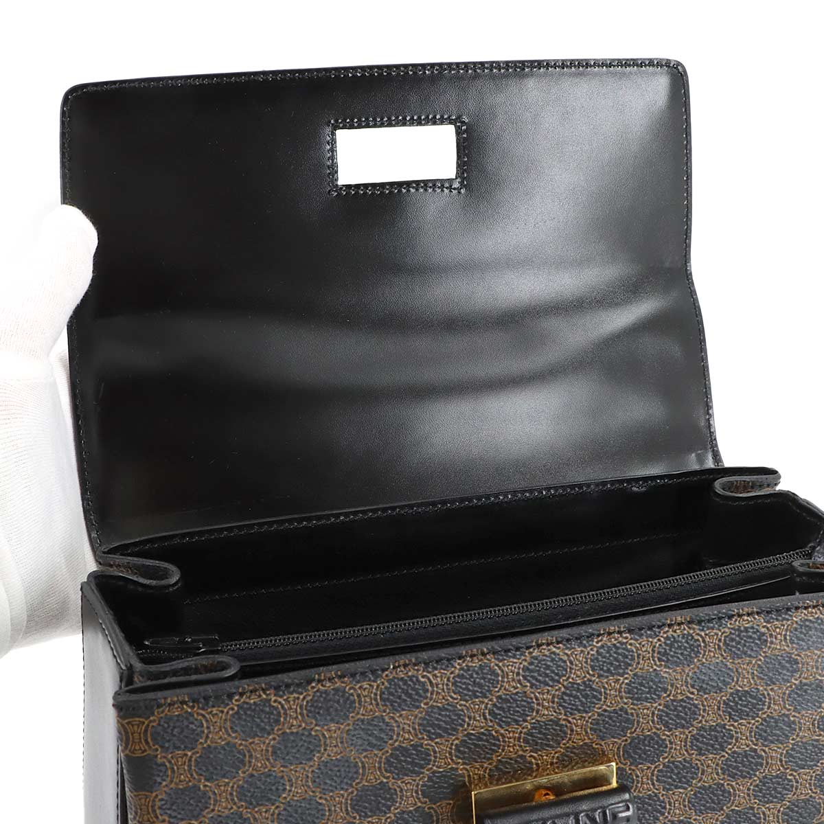 Macadam Hand Shoulder Bag PVC Leather Black Brown Vintage