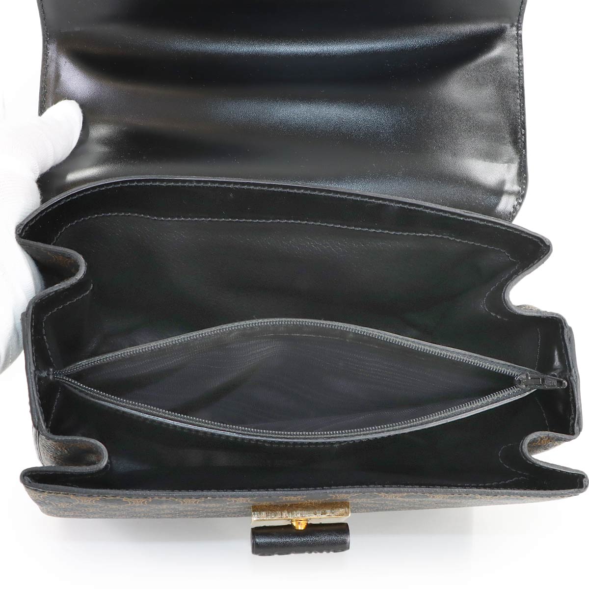 Macadam Hand Shoulder Bag PVC Leather Black Brown Vintage