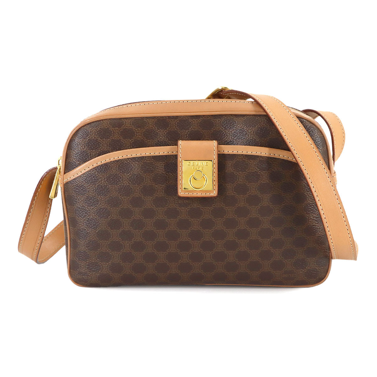 Macadam Shoulder Bag Leather PVC Brown Vintage Purse
