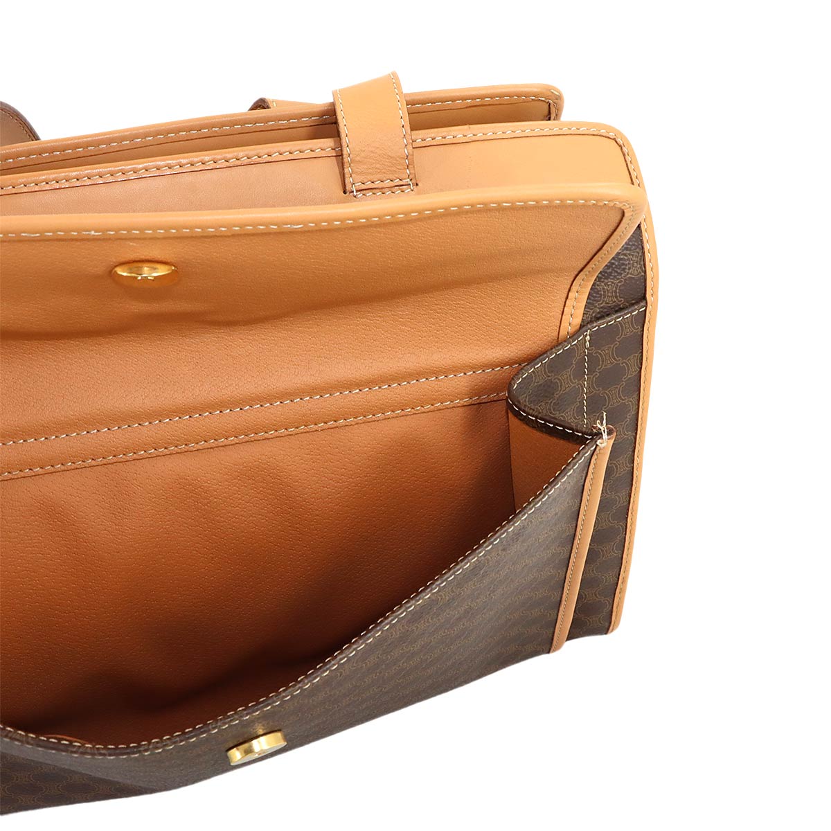 Macadam Shoulder Bag Leather PVC Brown Vintage Purse