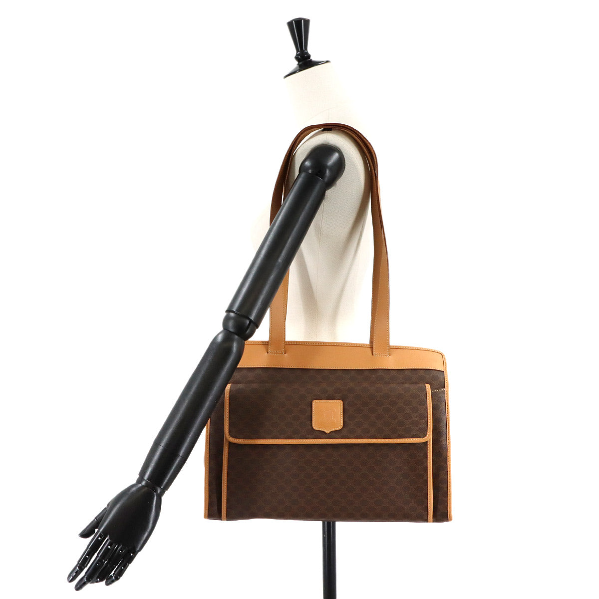 Macadam Shoulder Bag Leather PVC Brown Vintage Purse