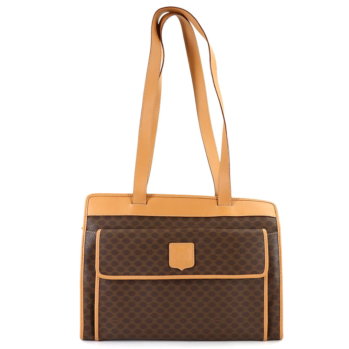 Macadam Shoulder Bag Leather PVC Brown Vintage Purse