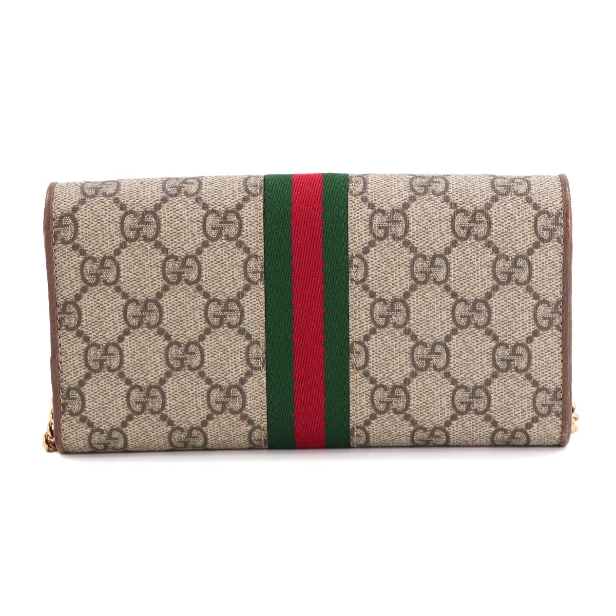Ophidia GG Chain Wallet GG Supreme Canvas Leather Beige 546592