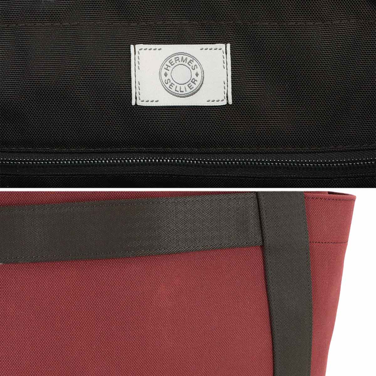Sac de Pansage Groom Tote Shoulder Bag Toile chevron Rouge H