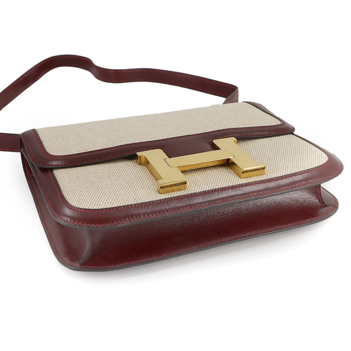 Constance 23 Shoulder Bag Box Calf Toile H Beige Rouge H