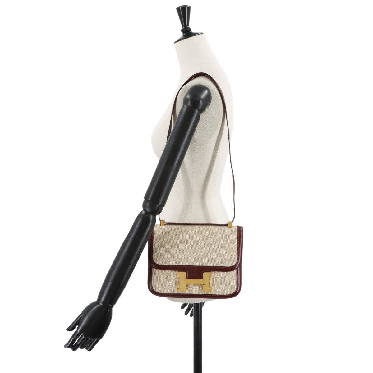 Constance 23 Shoulder Bag Box Calf Toile H Beige Rouge H