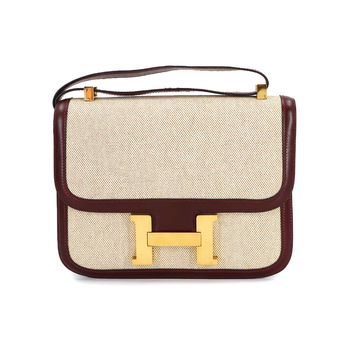 Constance 23 Shoulder Bag Box Calf Toile H Beige Rouge H