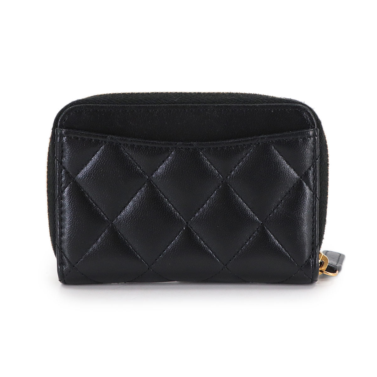 Matelasse Coin Case Purse Leather Black AP0216