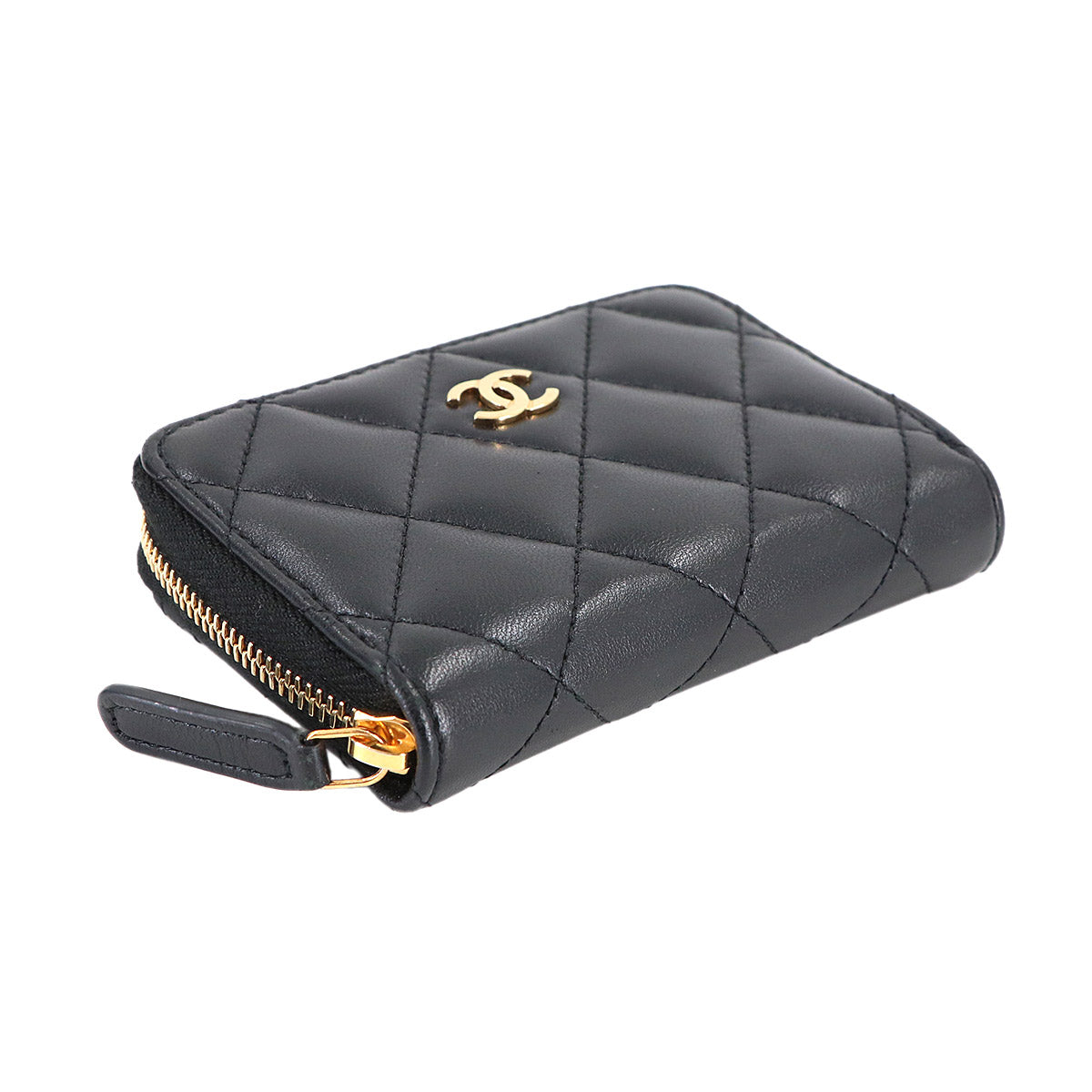 Matelasse Coin Case Purse Leather Black AP0216