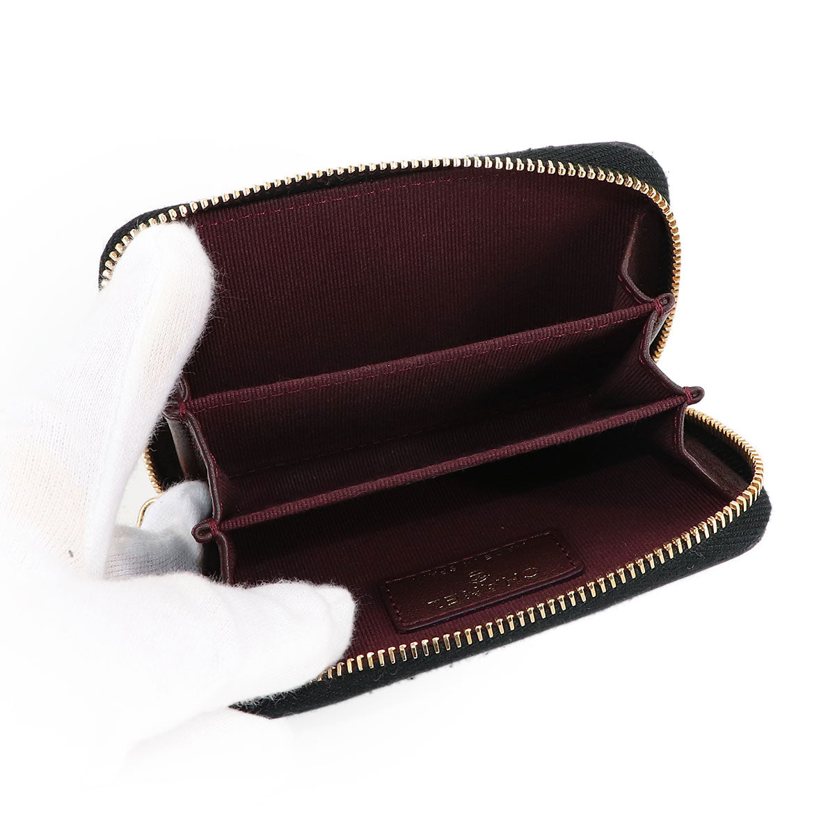 Matelasse Coin Case Purse Leather Black AP0216