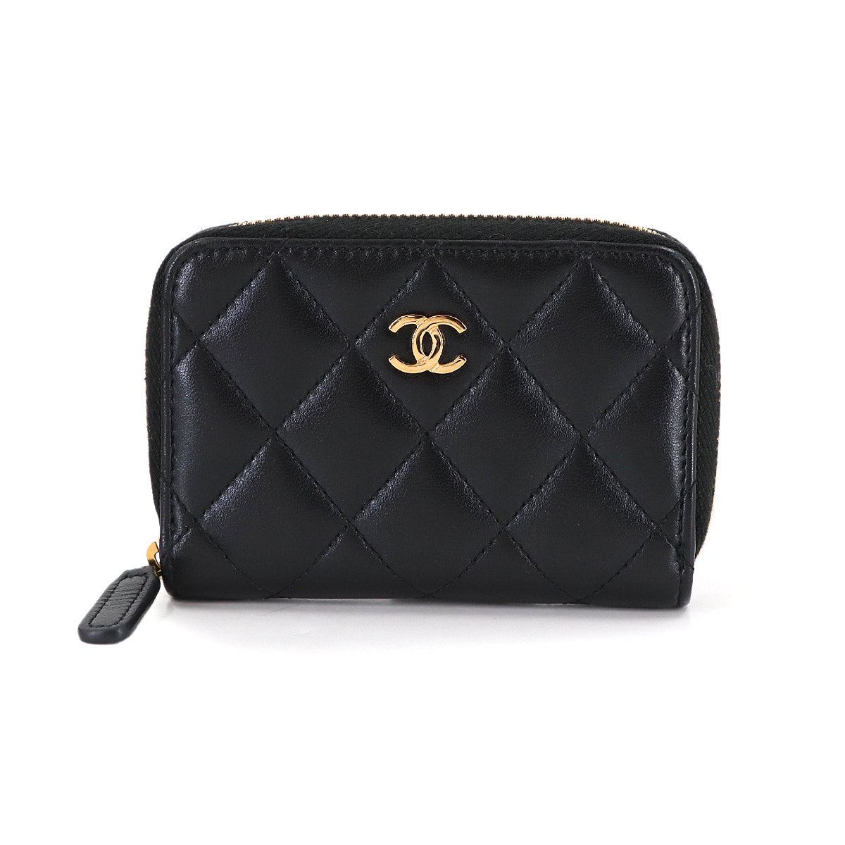 Matelasse Coin Case Purse Leather Black AP0216