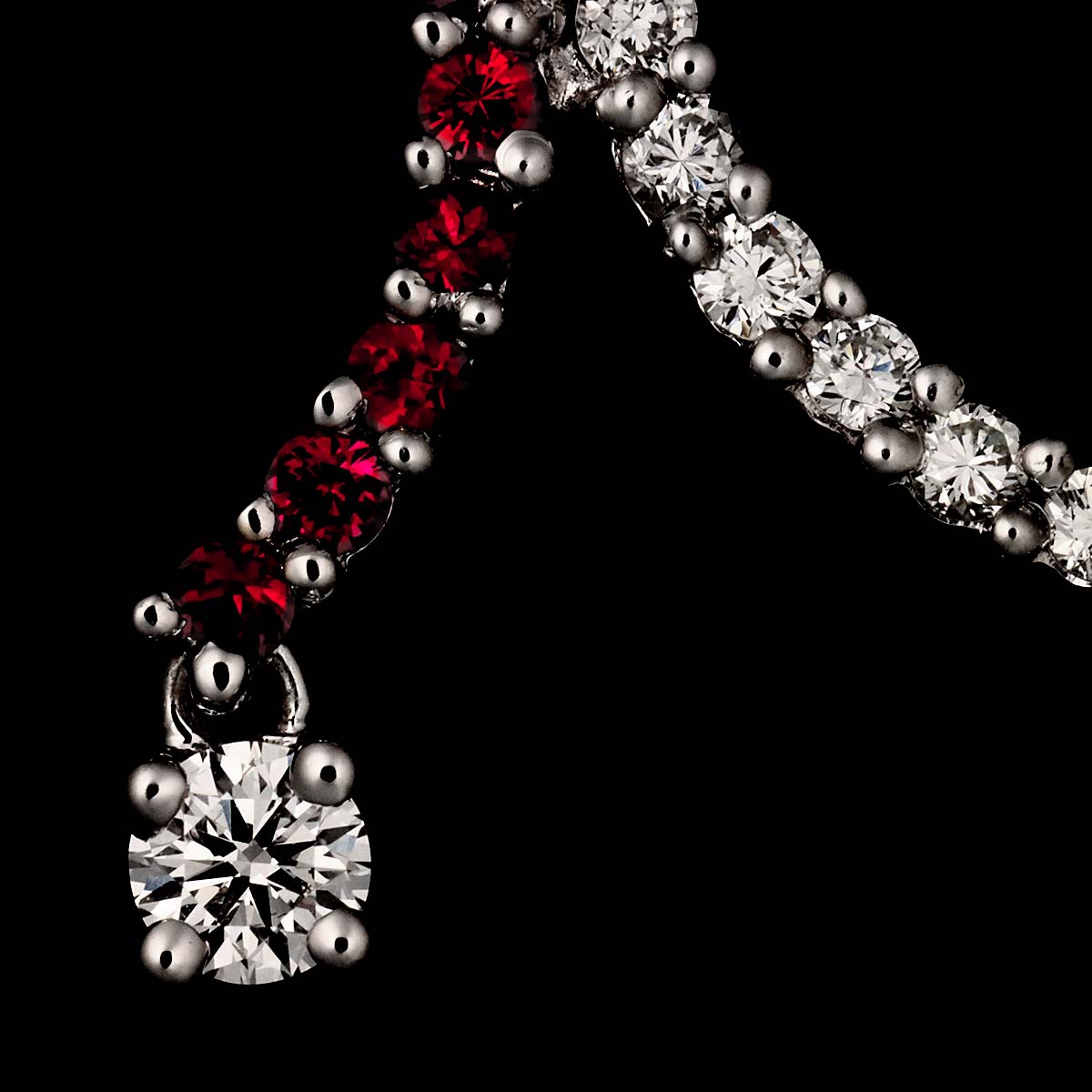 Ruby 0.57/0.25ct Diamond 0.38ct Necklace 18K WG 750
