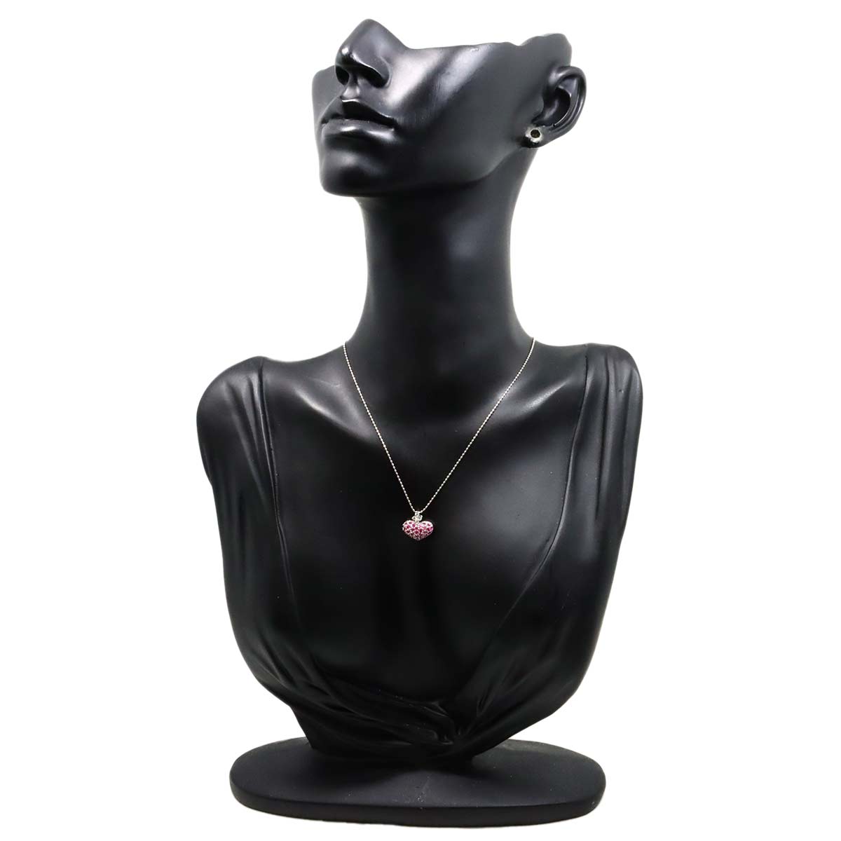 Sapphire 0.50ct Diamond 0.06ct Heart Necklace 18K WG