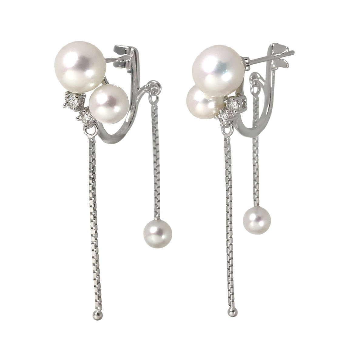 Akoya Pearl Diamond 0.05ct/0.05ct Earrings Pierced 18K WG 750