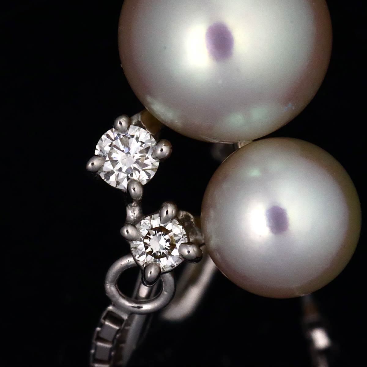 Akoya Pearl Diamond 0.05ct/0.05ct Earrings Pierced 18K WG 750