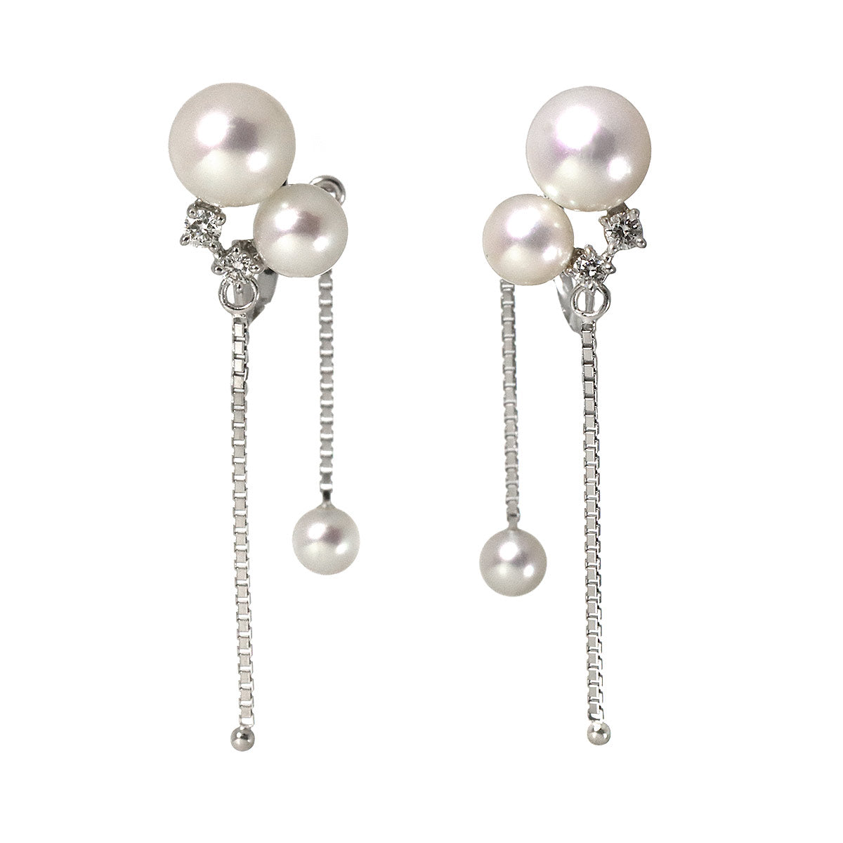 Akoya Pearl Diamond 0.05ct/0.05ct Earrings Pierced 18K WG 750