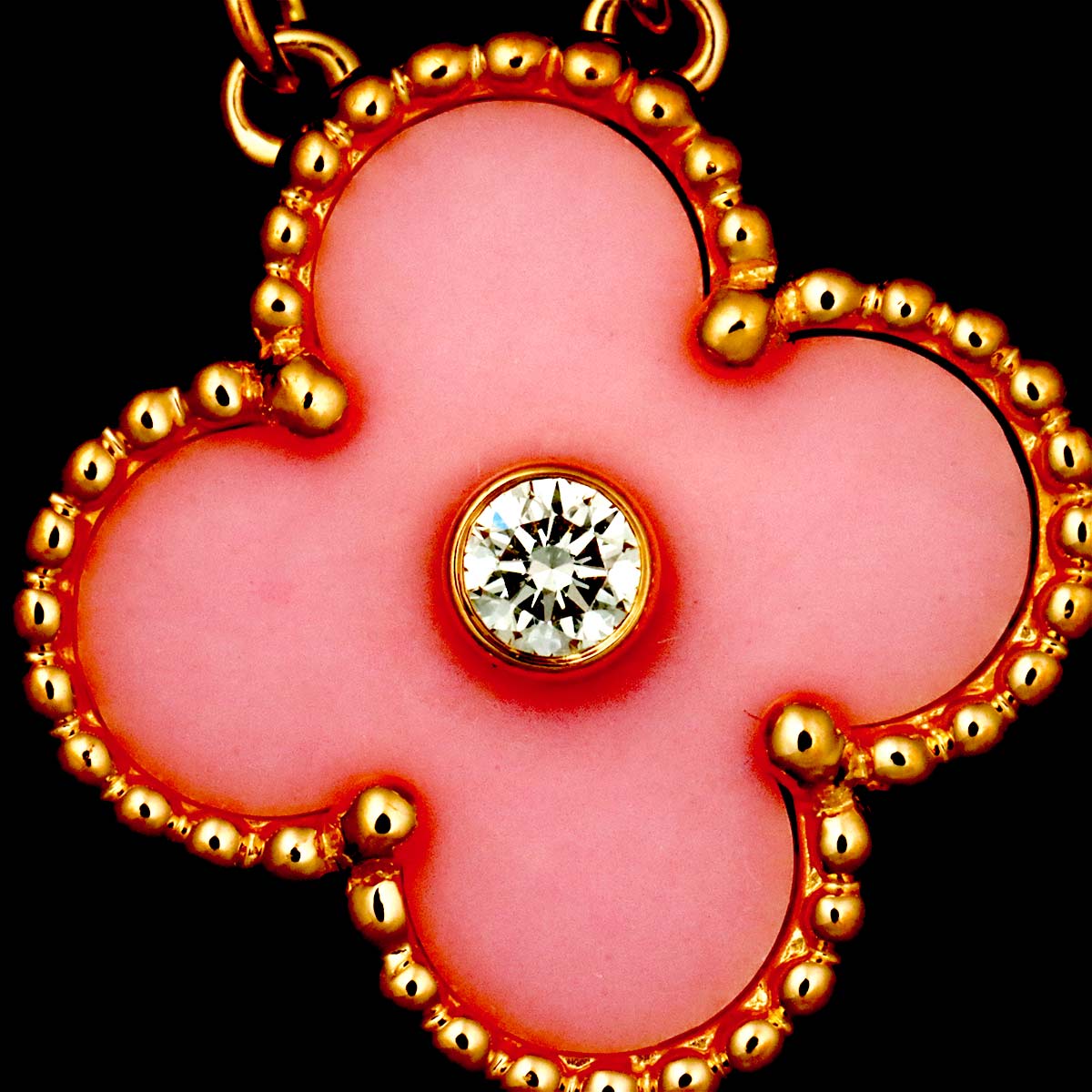 Vintage Alhambra PinkSable Diamond Necklace 18K PG 750