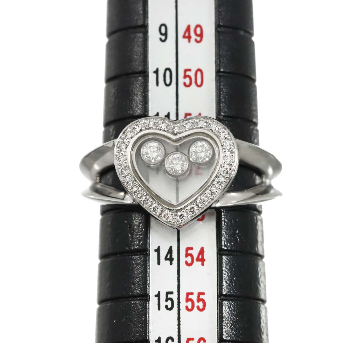 Happy Diamond Heart Ring 18K WG 750 Size6(US)