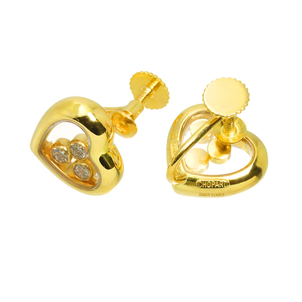 Happy Diamond Heart Earrings Clip on K18 YG 750