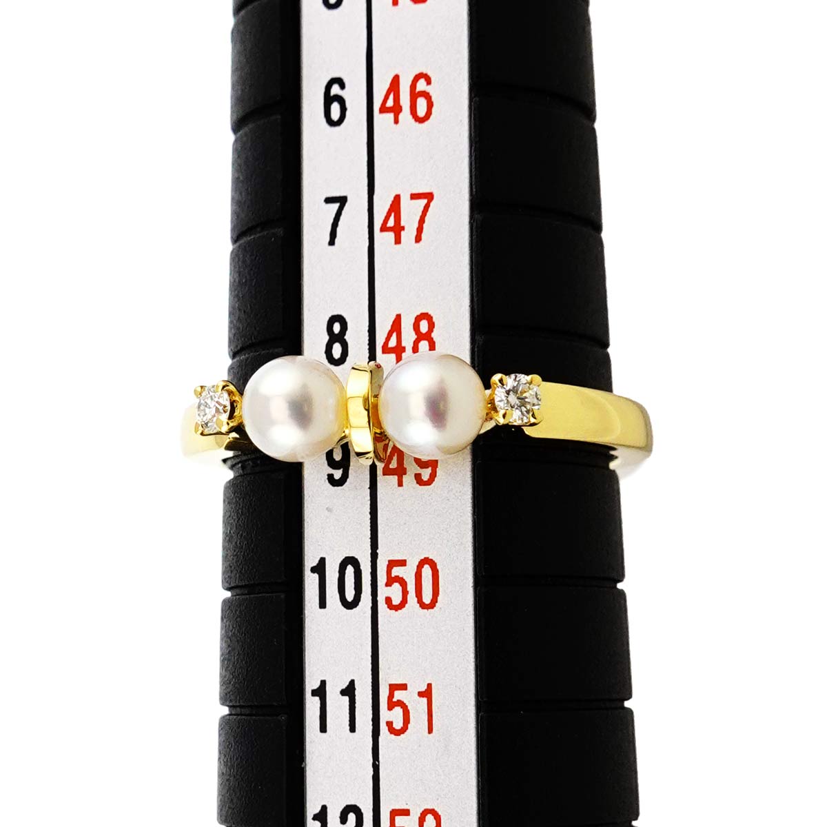 Baby Pearl 3.8mm Diamond Ring 18K YG 750 Size4.75-5(US)