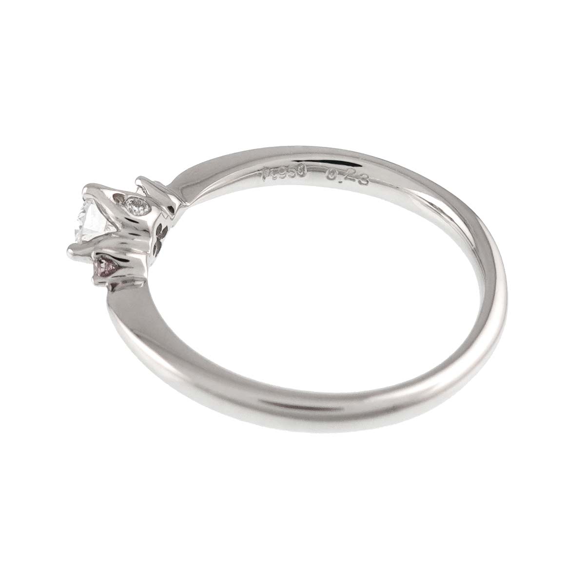 Diamond 0.23 F/SI1/VG 0.03ct/0.02ct Ring Pt 5.5-5.75(US)