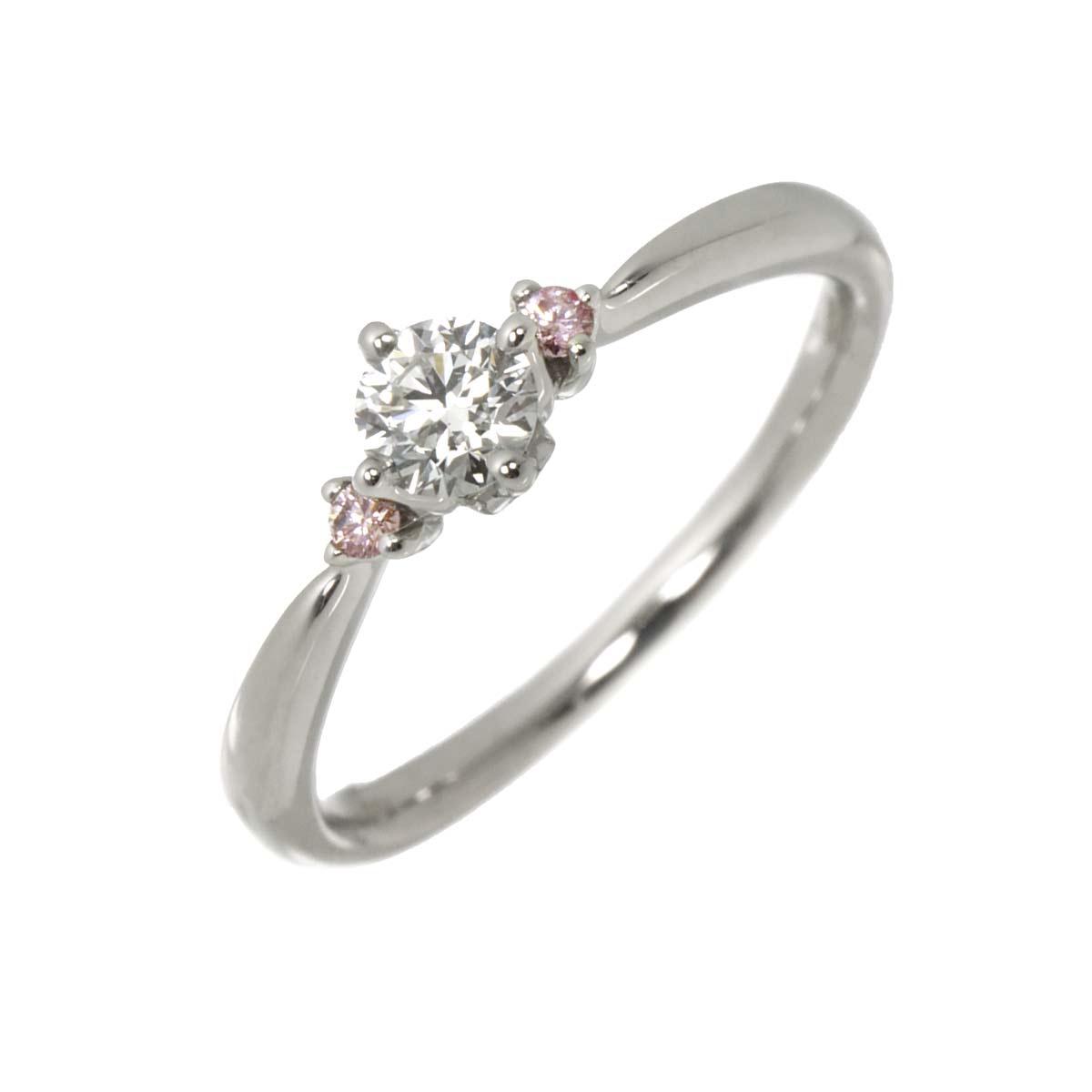 Diamond 0.23 F/SI1/VG 0.03ct/0.02ct Ring Pt 5.5-5.75(US)